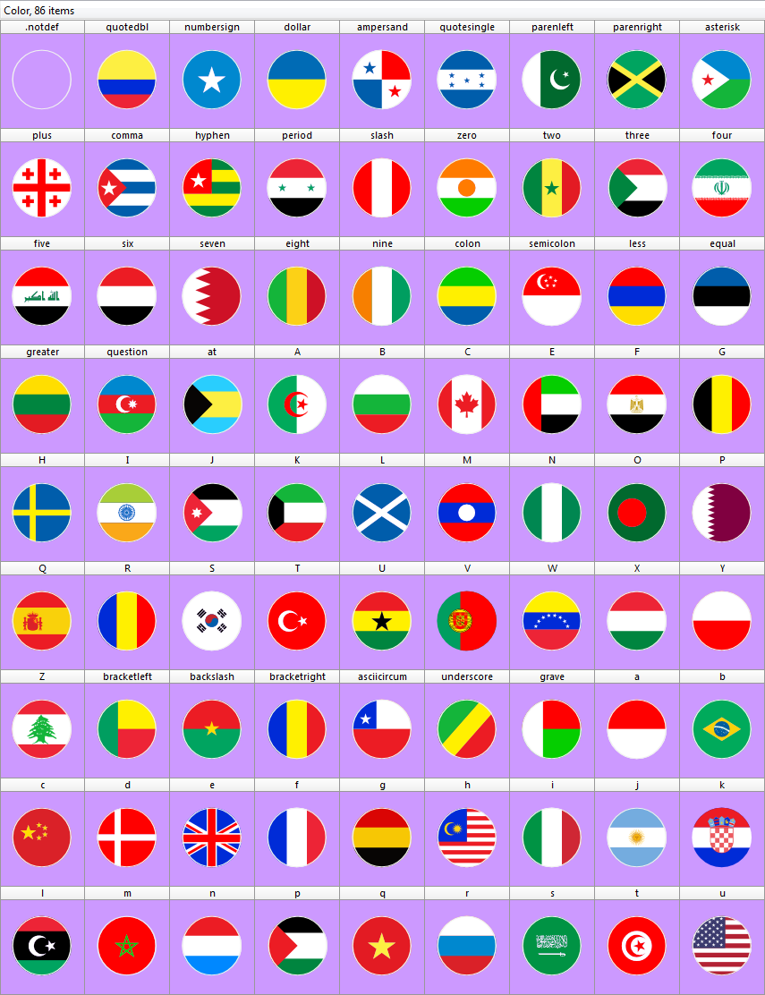flags world color font